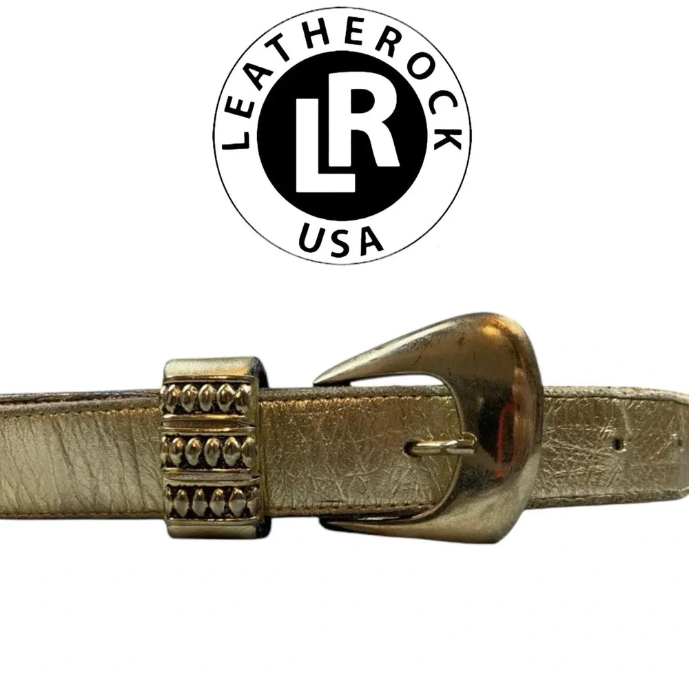 Vintage Leatherock Belt Women's LRG Textured Embellished Jewels Fashion USA Made